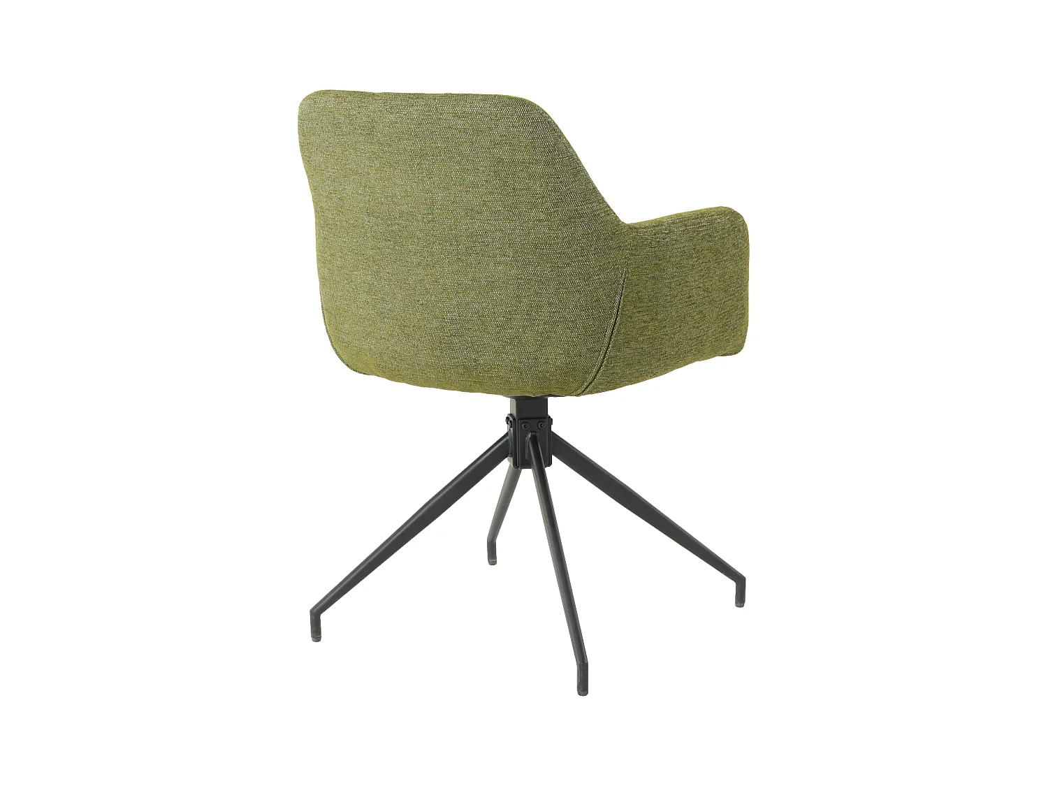 Lot de 2 chaises fauteuils de table MORINI pivotants avec accoudoirs en tissu vert pour salle à manger, pieds en métal noir