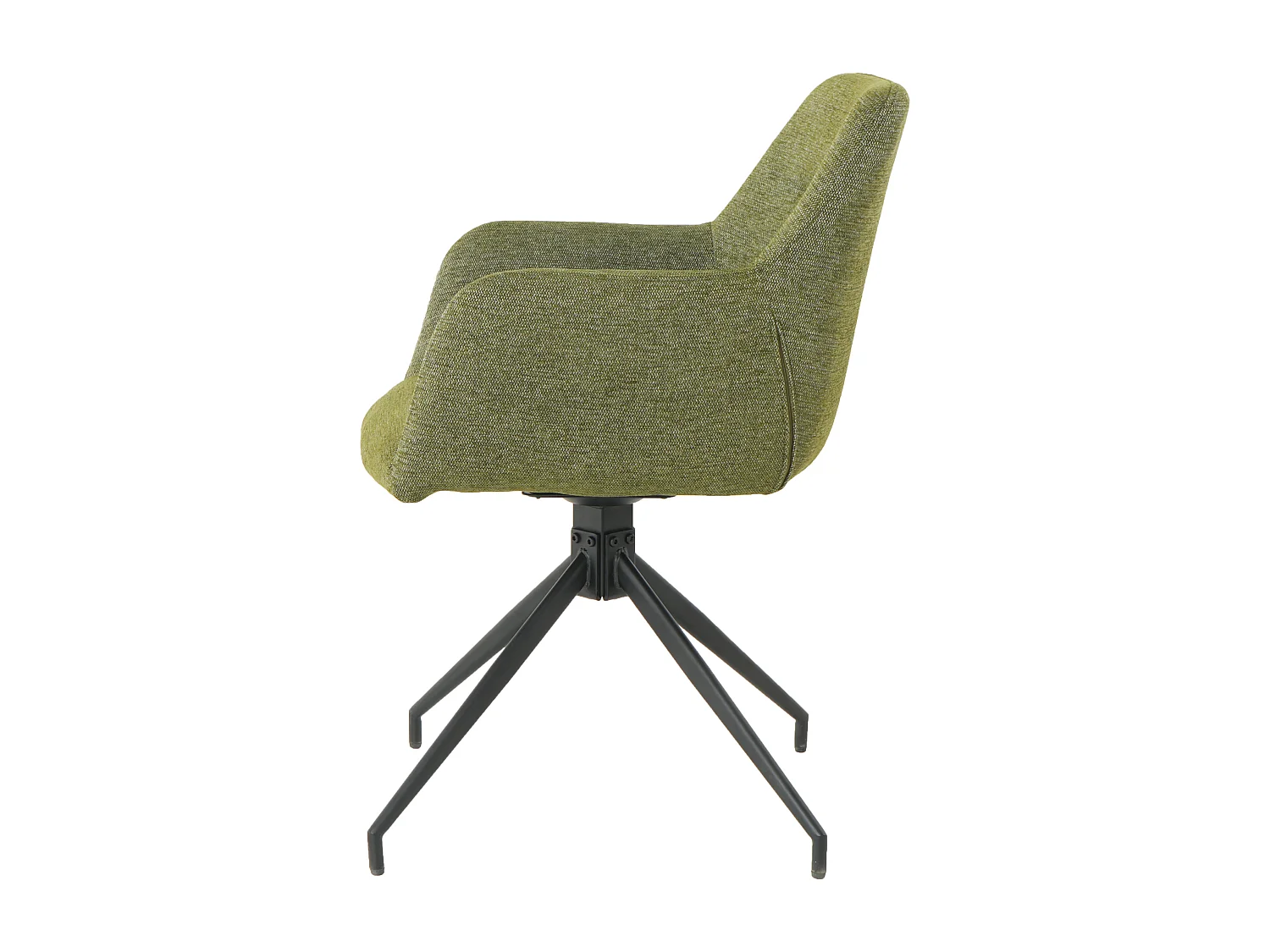 Lot de 2 chaises fauteuils de table MORINI pivotants avec accoudoirs en tissu vert pour salle à manger, pieds en métal noir