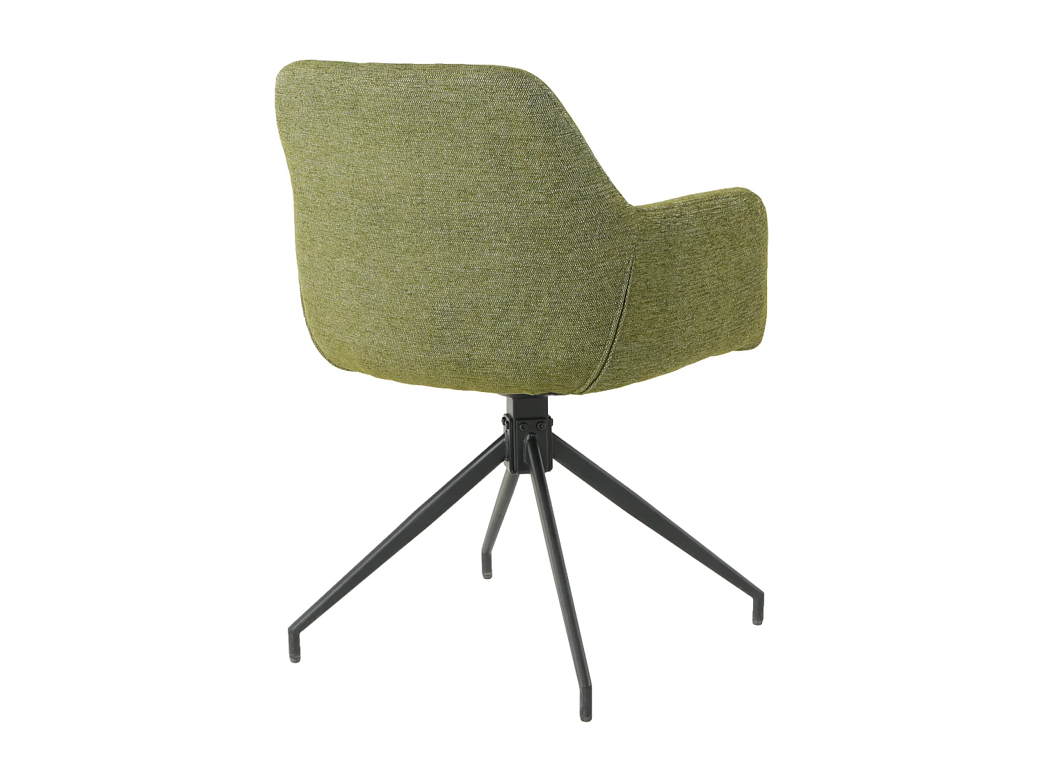 Lot de 2 chaises fauteuils de table MORINI pivotants avec accoudoirs en tissu vert pour salle à manger, pieds en métal noir