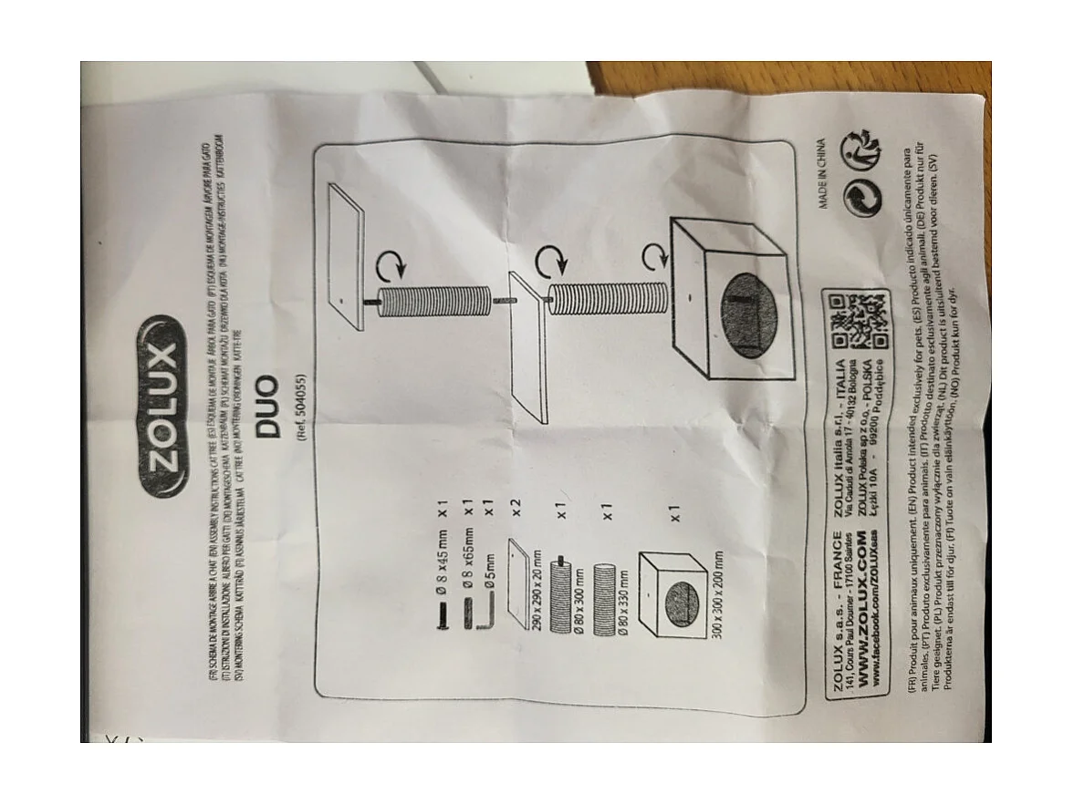 Arbre à chat  Duo 30 x 30 cm x hauteur 83 cm  beige pour chats et chatons.