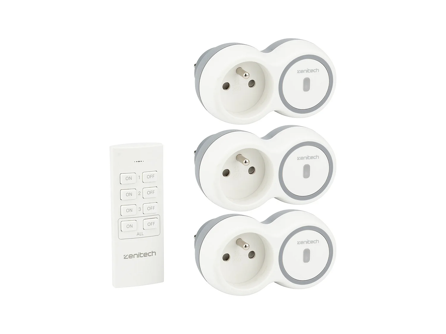 Pack de 3 prises 2300W + télécommande - Blanc - Bolea - Zenitech