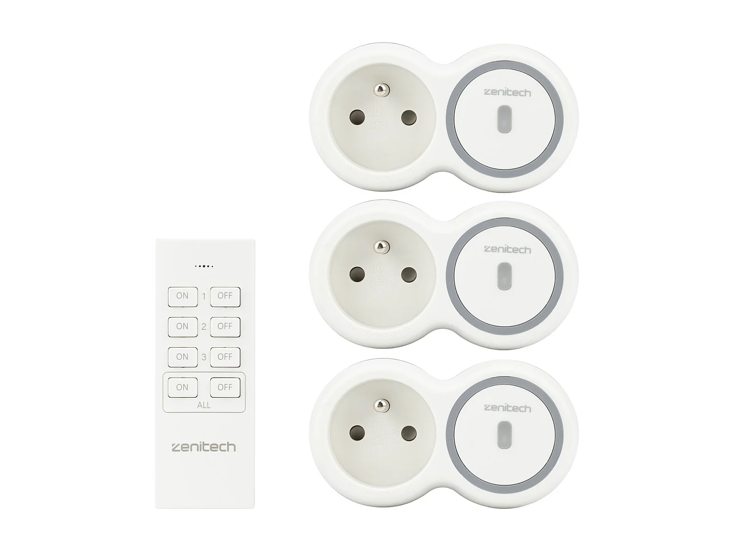 Pack de 3 prises 2300W + télécommande - Blanc - Bolea - Zenitech