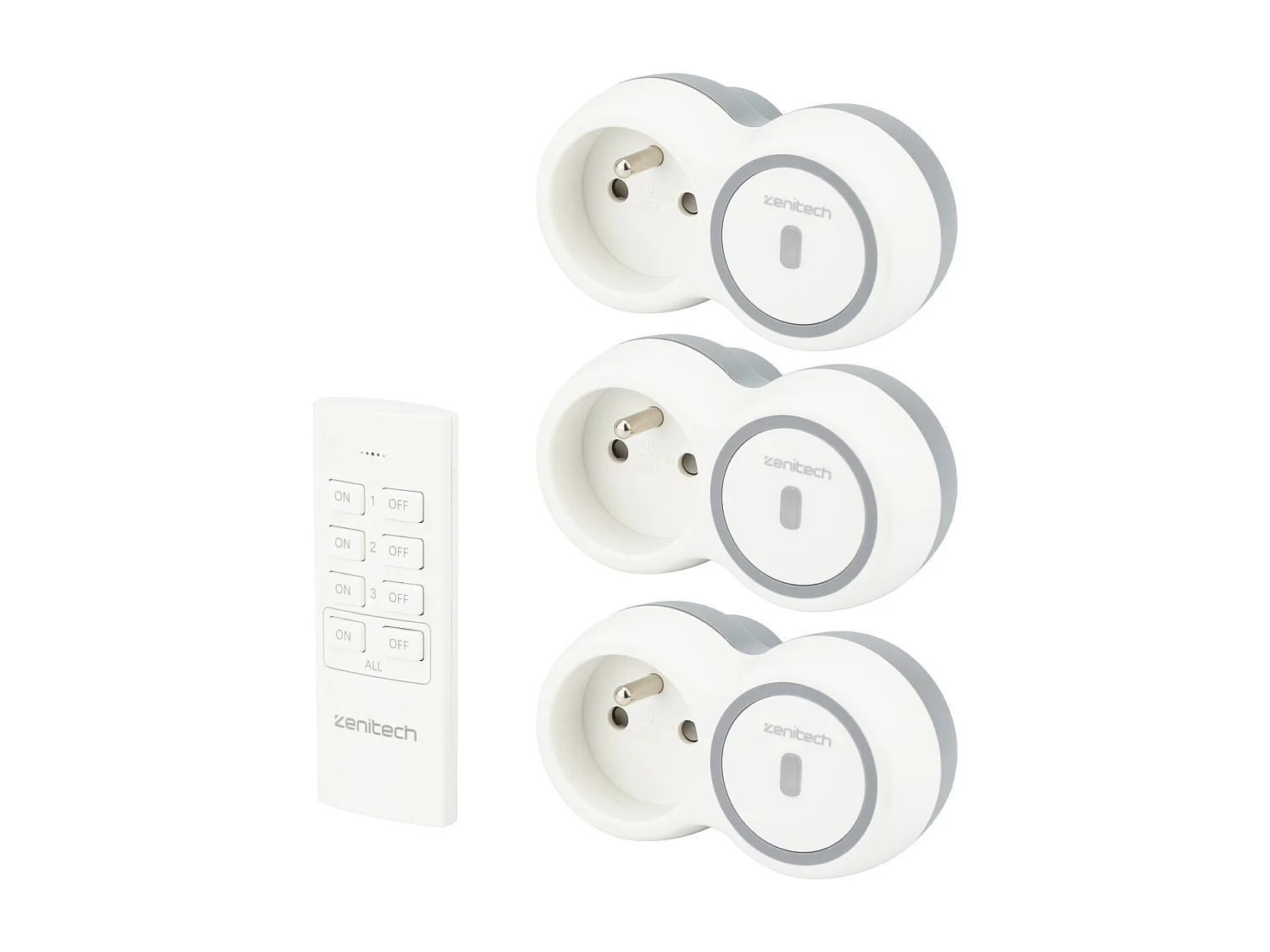 Pack de 3 prises 2300W + télécommande - Blanc - Bolea - Zenitech