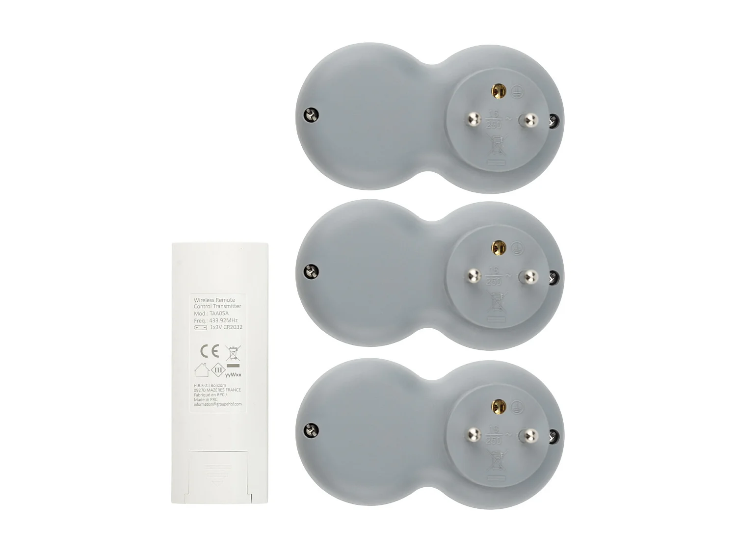 Pack de 3 prises 2300W + télécommande - Blanc - Bolea - Zenitech