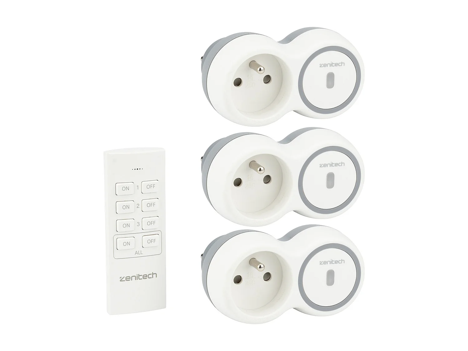 Pack de 3 prises 2300W + télécommande - Blanc - Bolea - Zenitech