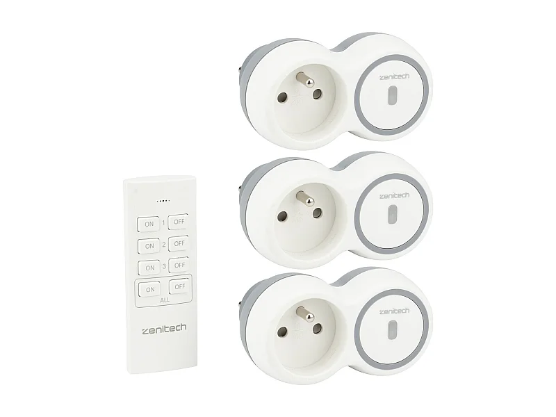 Pack de 3 prises 2300W + télécommande - Blanc - Bolea - Zenitech