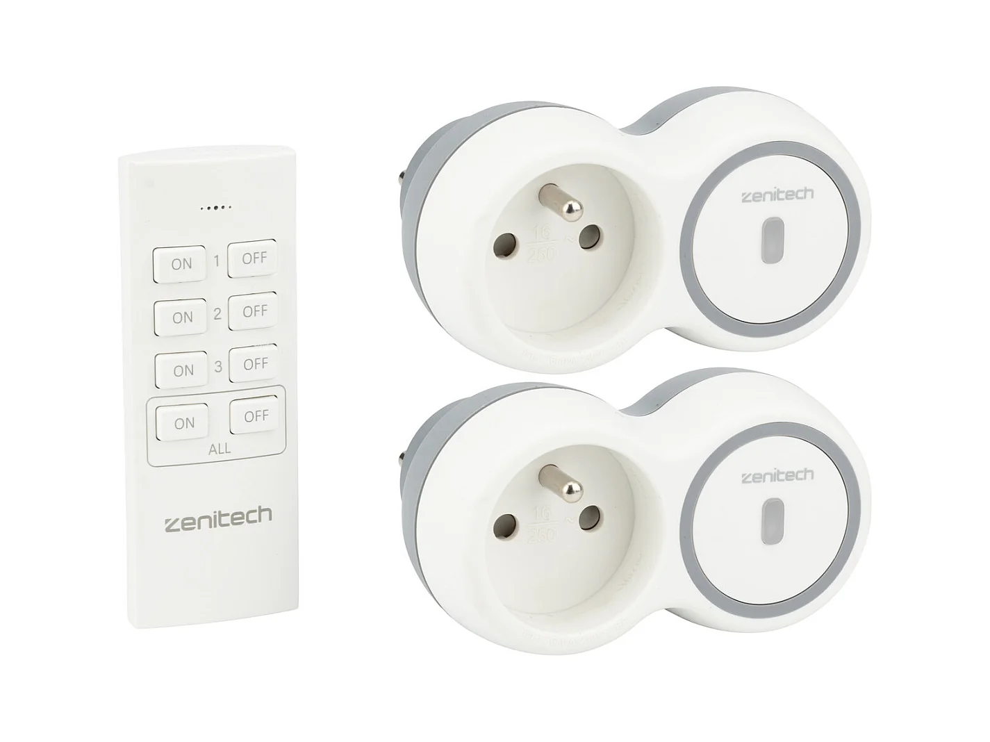 Pack de 2 prises 2300W + télécommande - Blanc - Bolea - Zenitech