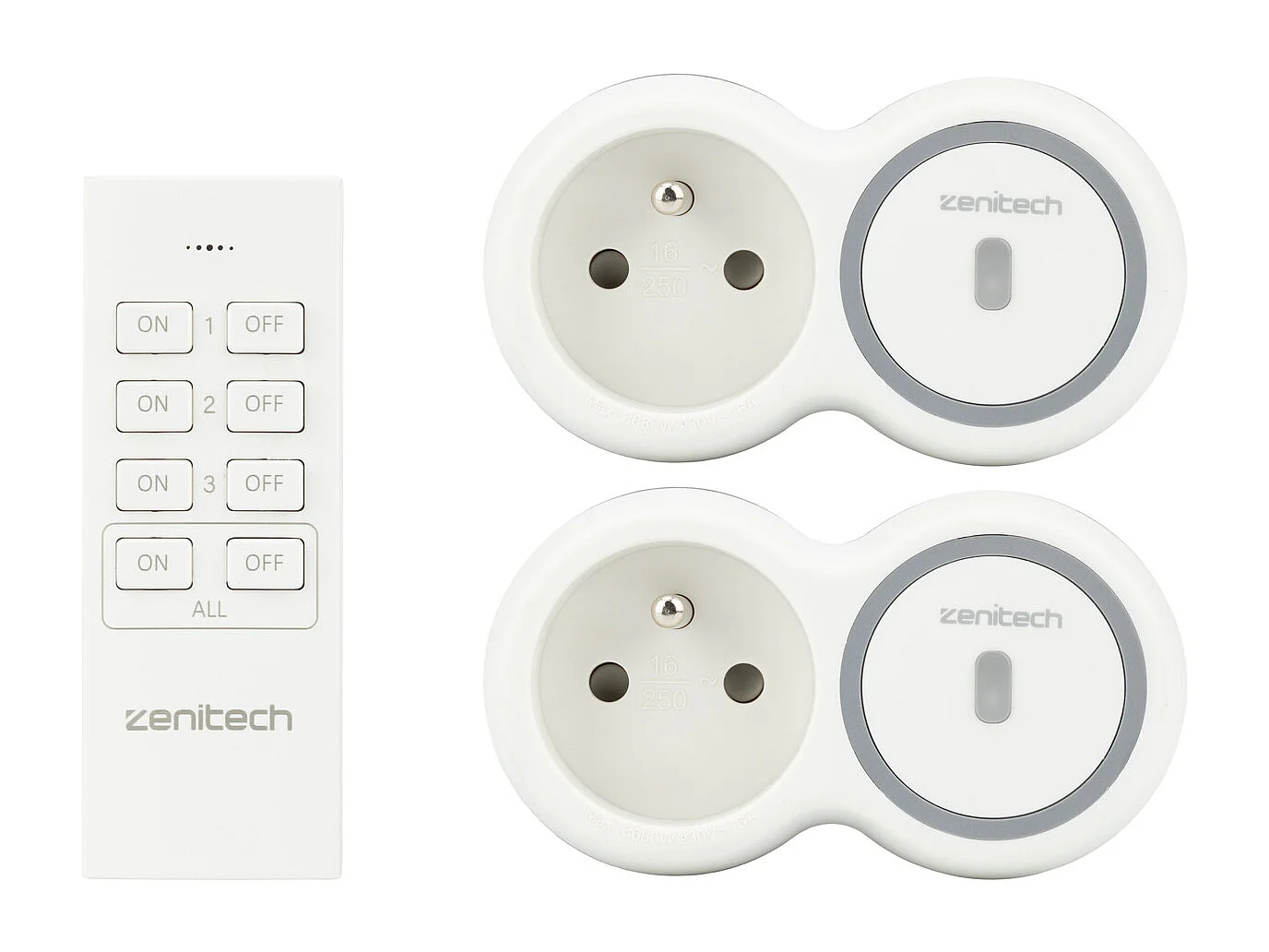Pack de 2 prises 2300W + télécommande - Blanc - Bolea - Zenitech