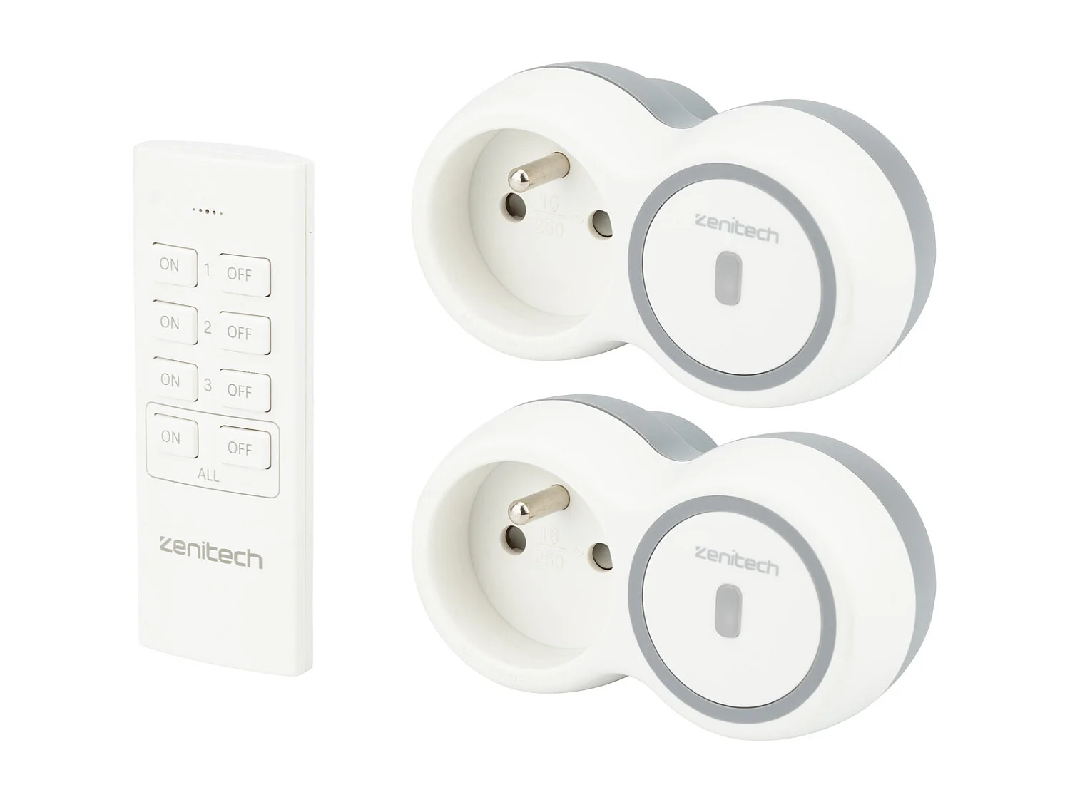 Pack de 2 prises 2300W + télécommande - Blanc - Bolea - Zenitech