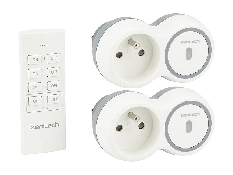 Pack de 2 prises 2300W + télécommande - Blanc - Bolea - Zenitech