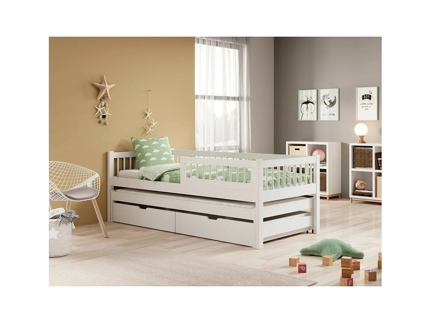 Bett Ario (80x180)/Matratze inklusive/Weiß