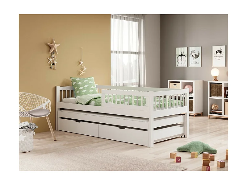 Lit Ario (80x180)/matelas inclus/blanche