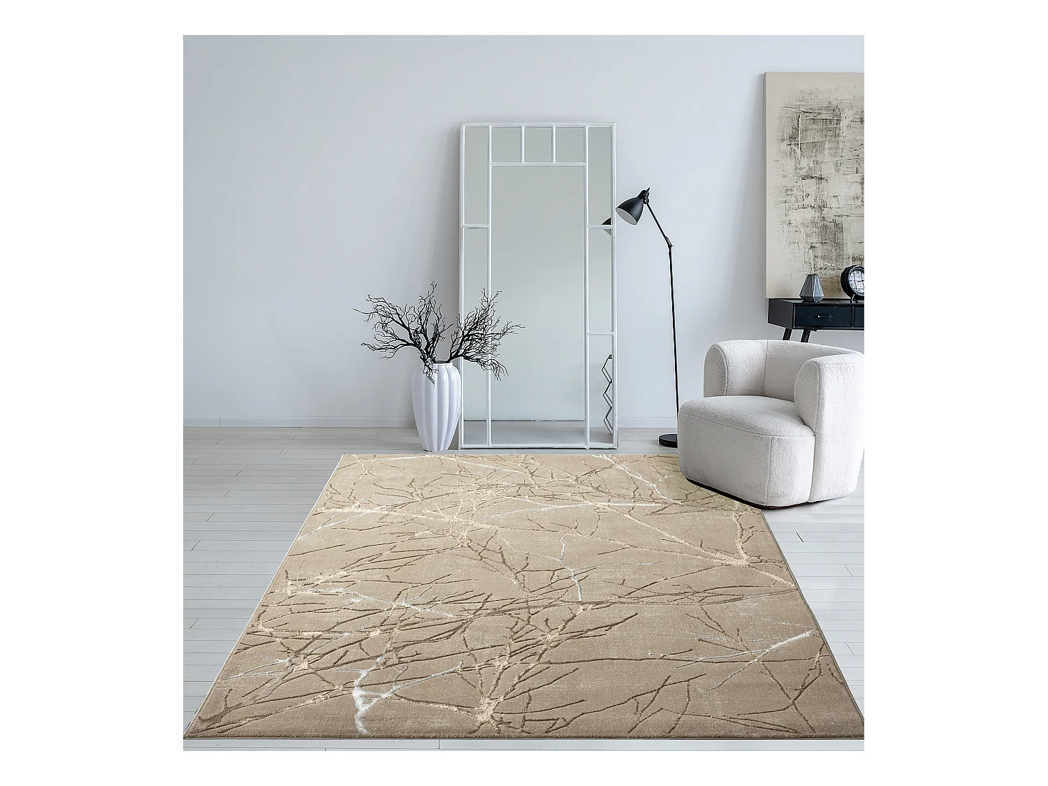 Teppich Mila Glänzend Natur, Beige, 140 x 200 cm