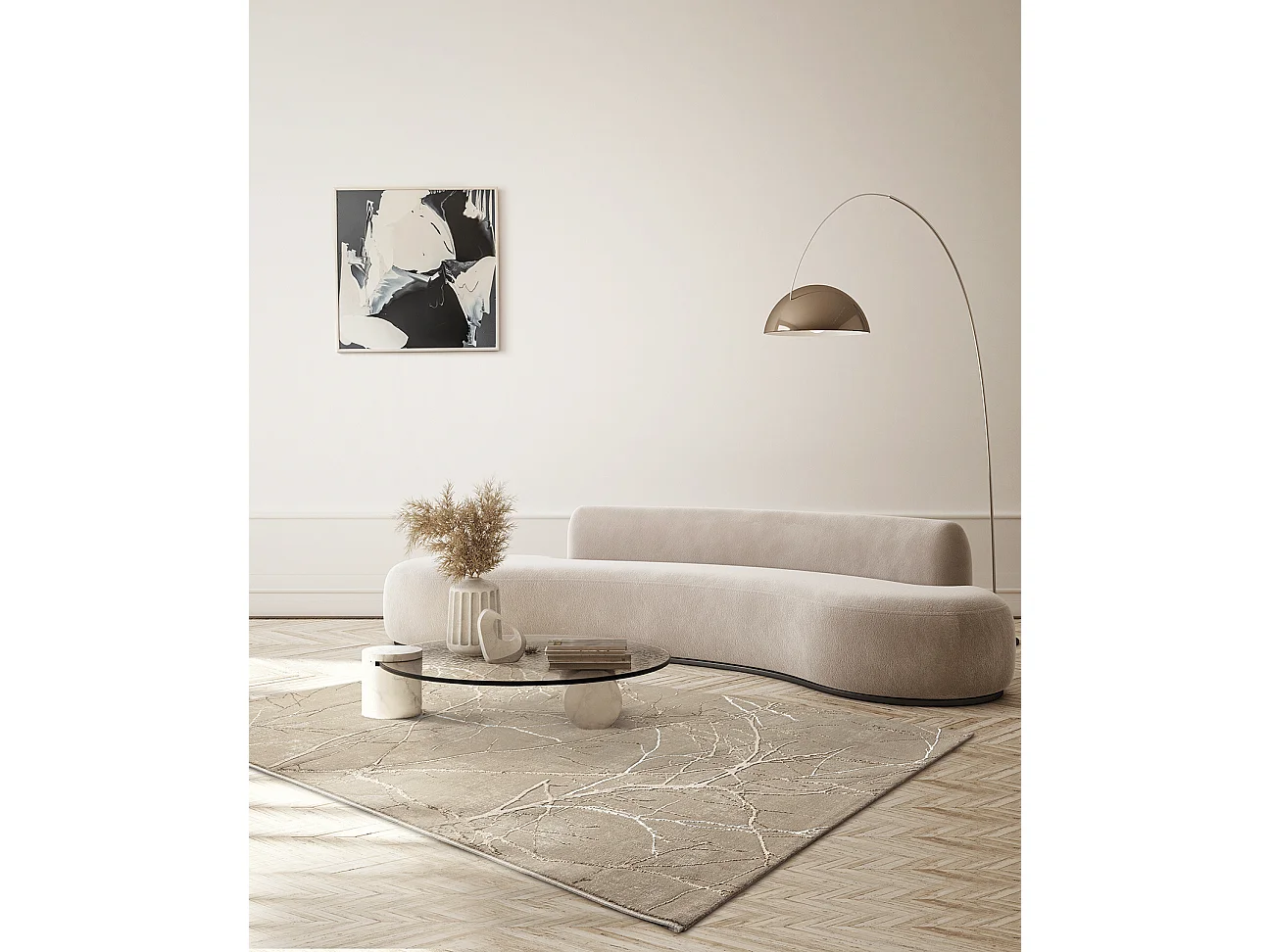 Tapis Mila brillant, nature, Beige, 80 x 150 cm