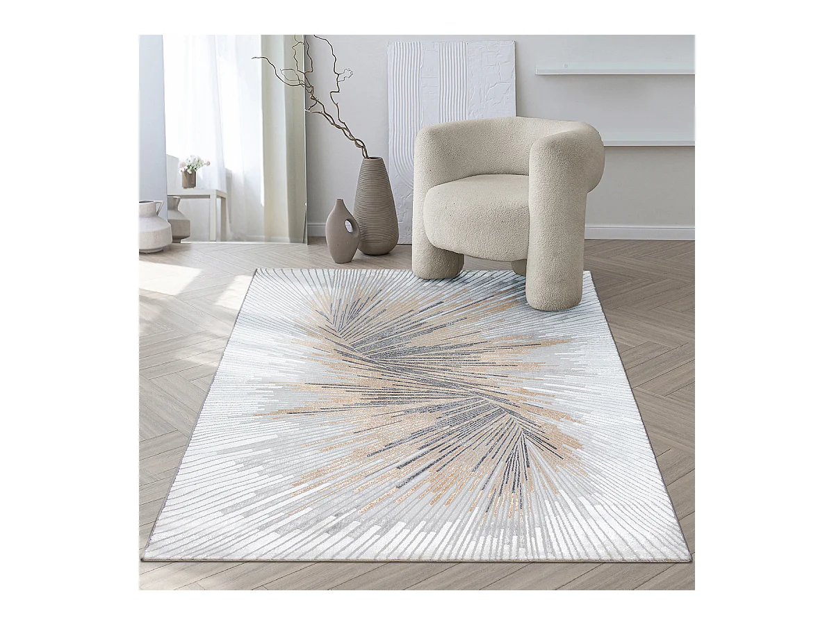 Tapis Mila brillant, abstrait design, Gris, 120 x 170 cm