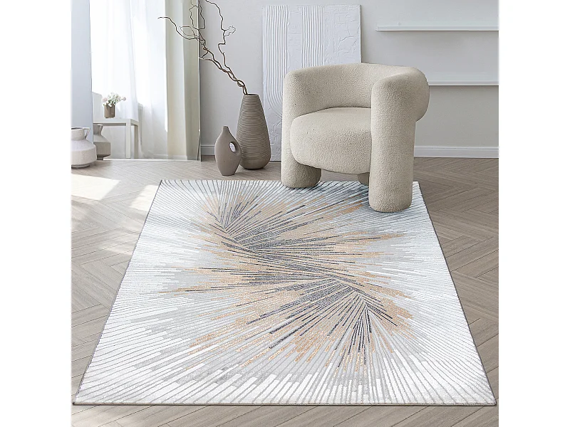 Dywan Mila Błyszczący Abstrakcyjny Design, Szary, 120 x 170 cm