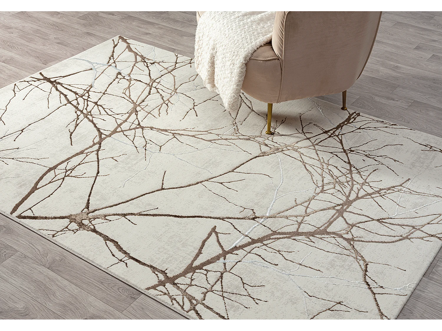 Tapete Mila Brilhante Natural, Creme, 200 x 290 cm