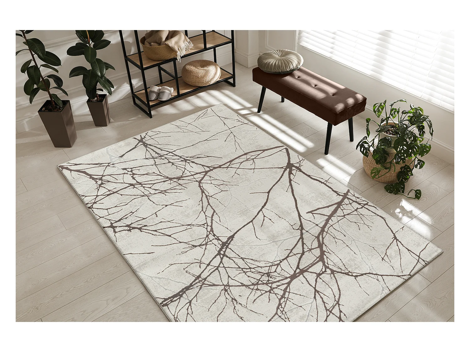 Tapis Mila brillant, nature, Crème, 160 x 230 cm