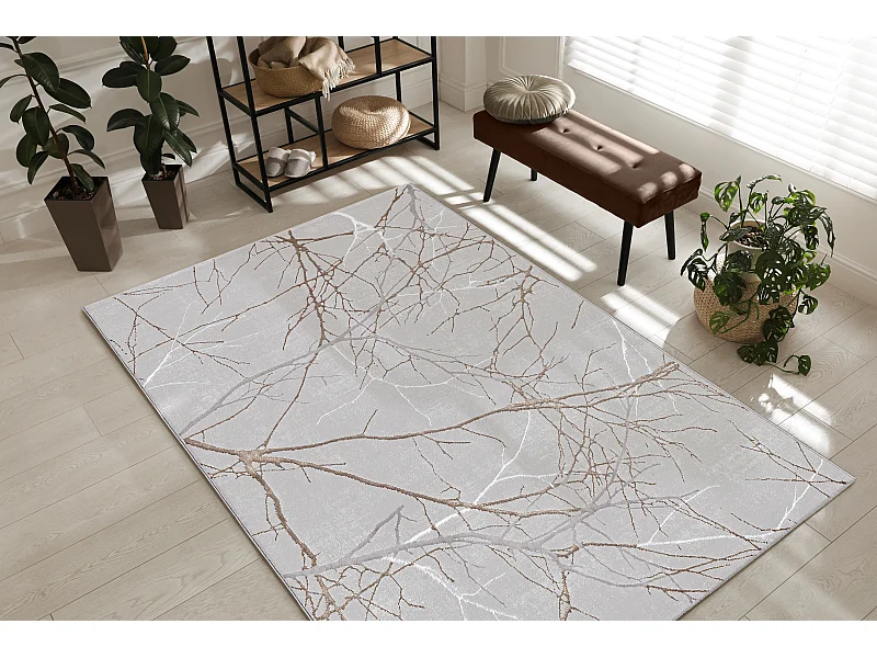 Teppich Mila Glänzend Natur, Grau, 80 x 300 cm