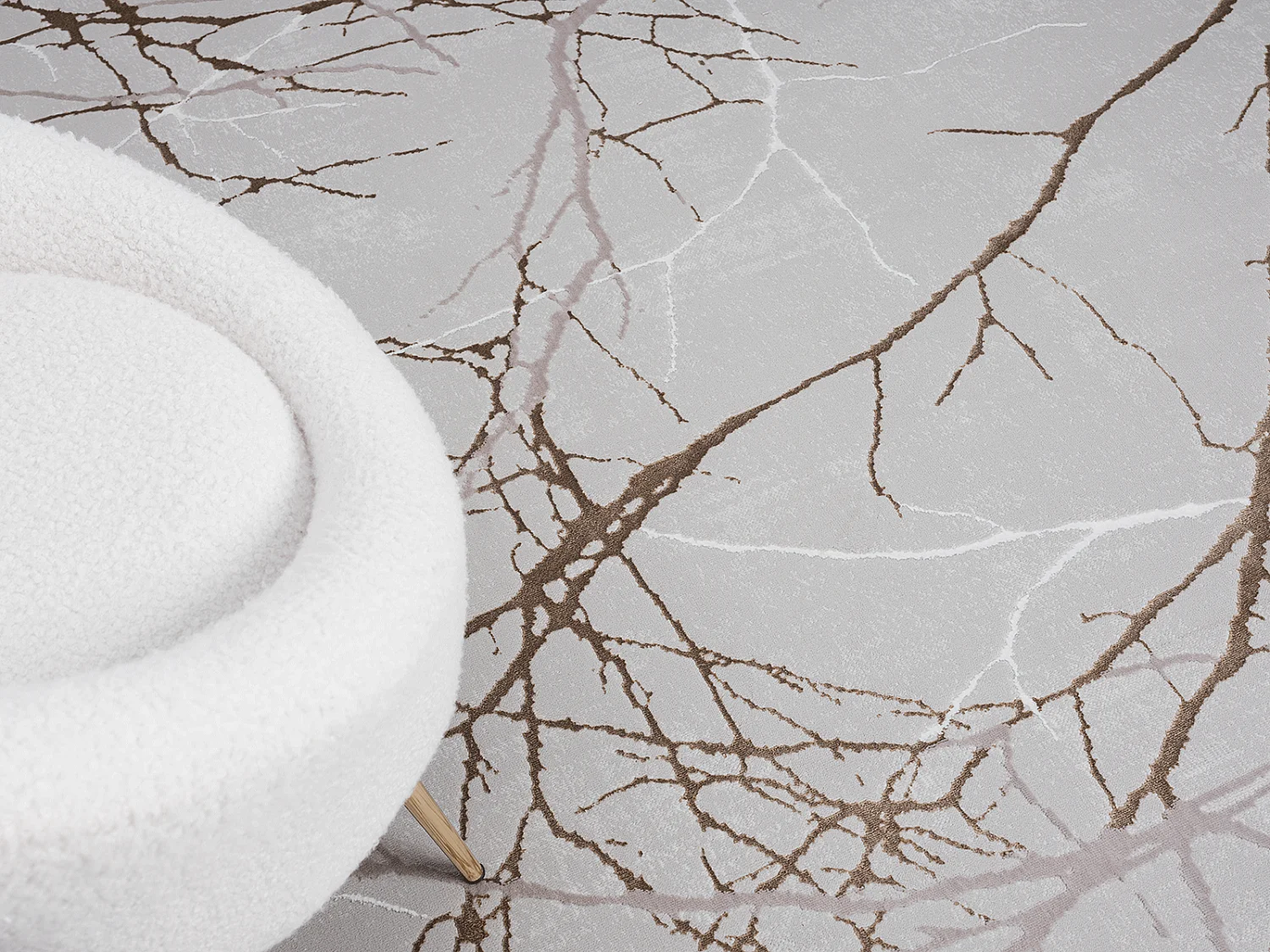 Tapis Mila brillant, nature, Gris, 200 x 200 cm, Rond