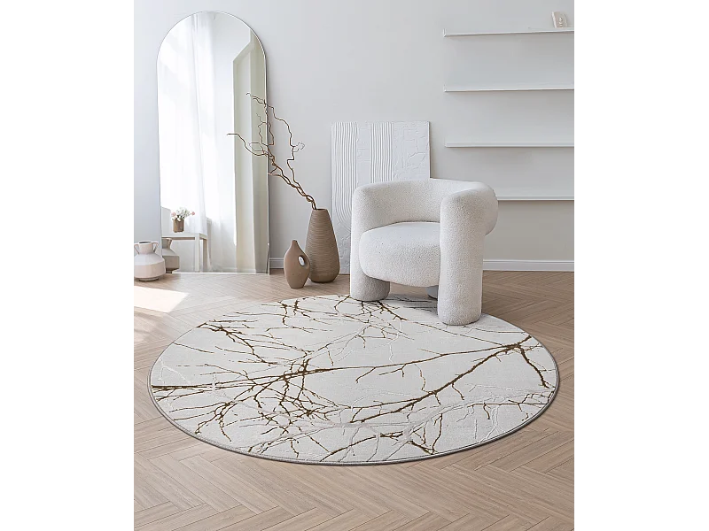 Tapis Mila brillant, nature, Gris, 200 x 200 cm, Rond