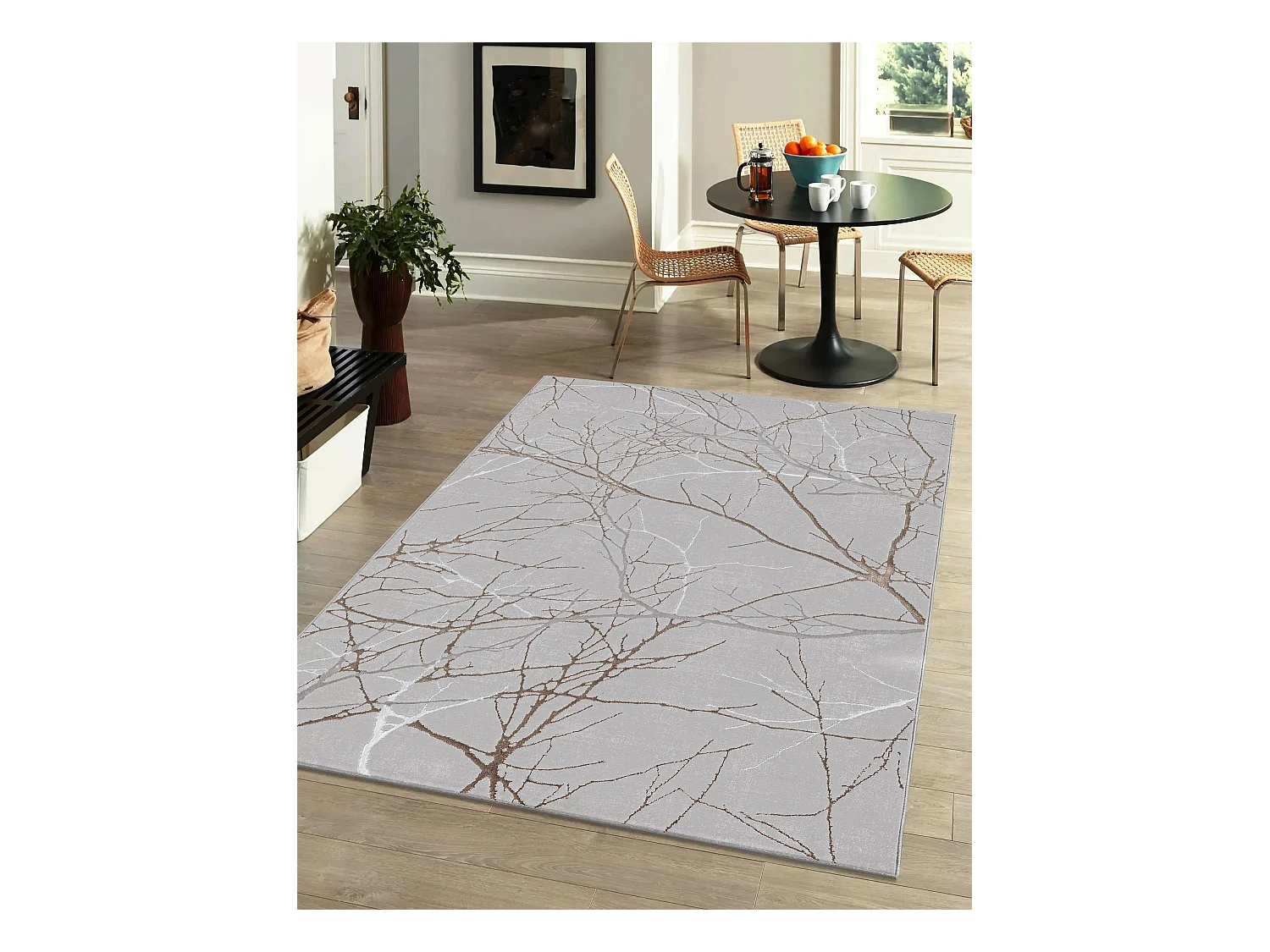 Teppich Mila Glänzend Natur, Grau, 140 x 200 cm
