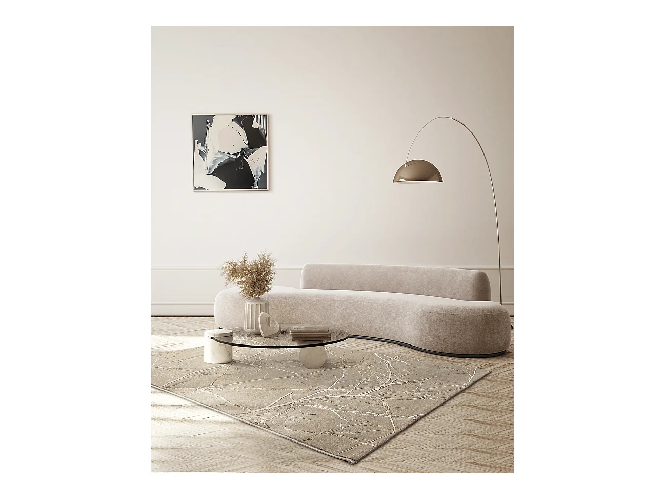 Teppich Mila Glänzend Natur, Beige, 200 x 290 cm