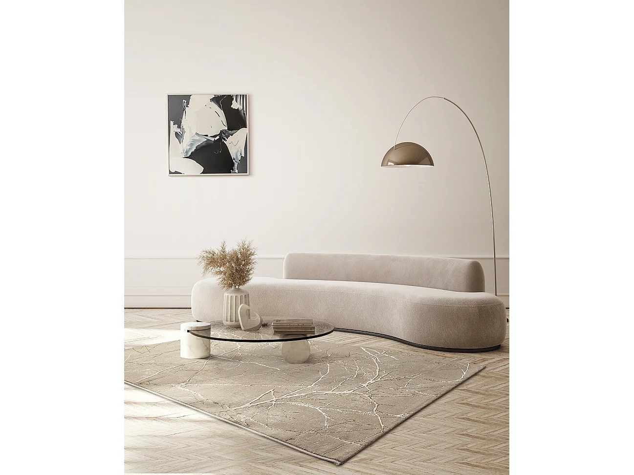 Tapis Mila brillant, nature, Beige, 200 x 290 cm