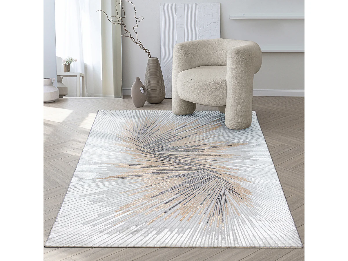 Tapete Mila Brilhante Design Abstrato, Cinzento, 160 x 230 cm