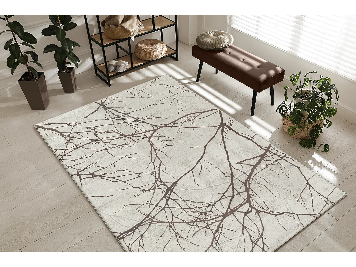 Tapis Mila brillant, nature, Crème, 80 x 150 cm