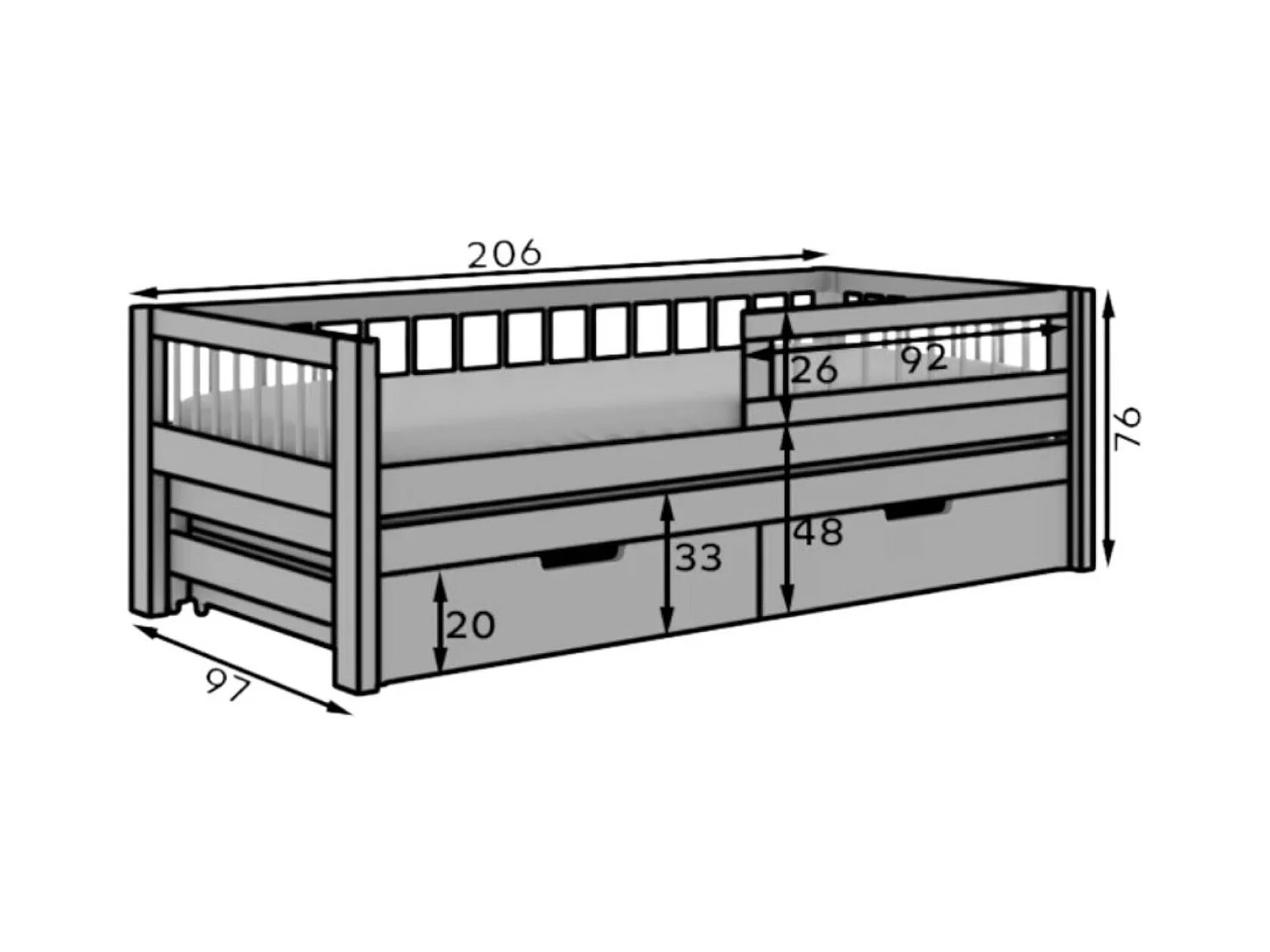 Letto Ario (90x200)/materasso incluso/bianca