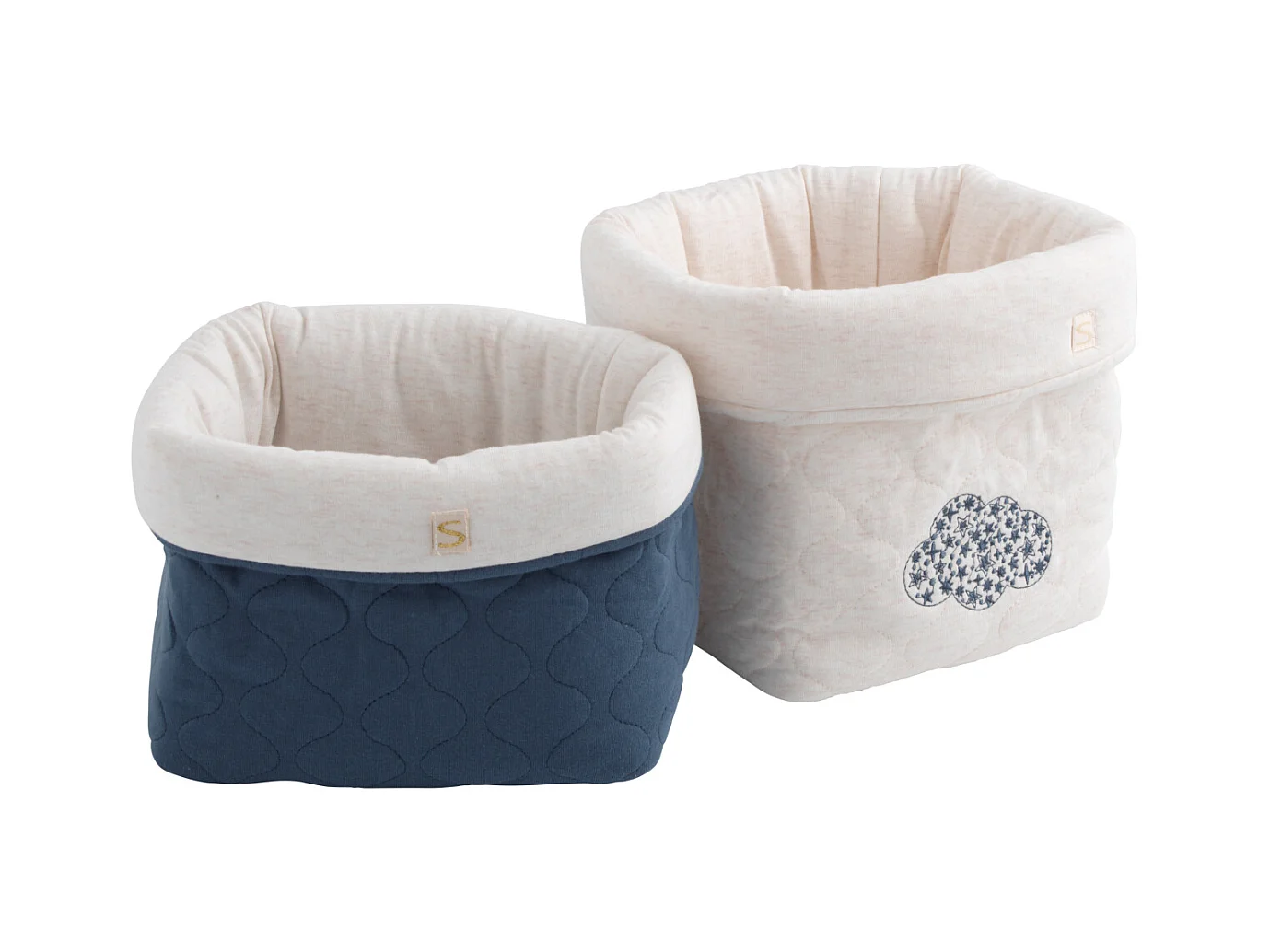 Lot de 2 panières de rangement en coton matelassé PETIT NUAGE - Sauthon