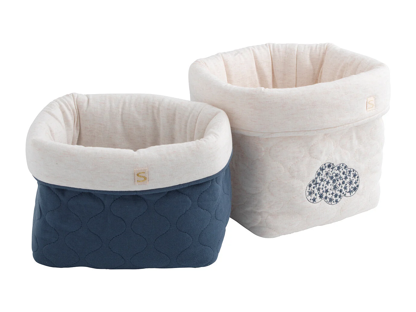Lot de 2 panières de rangement en coton matelassé PETIT NUAGE - Sauthon