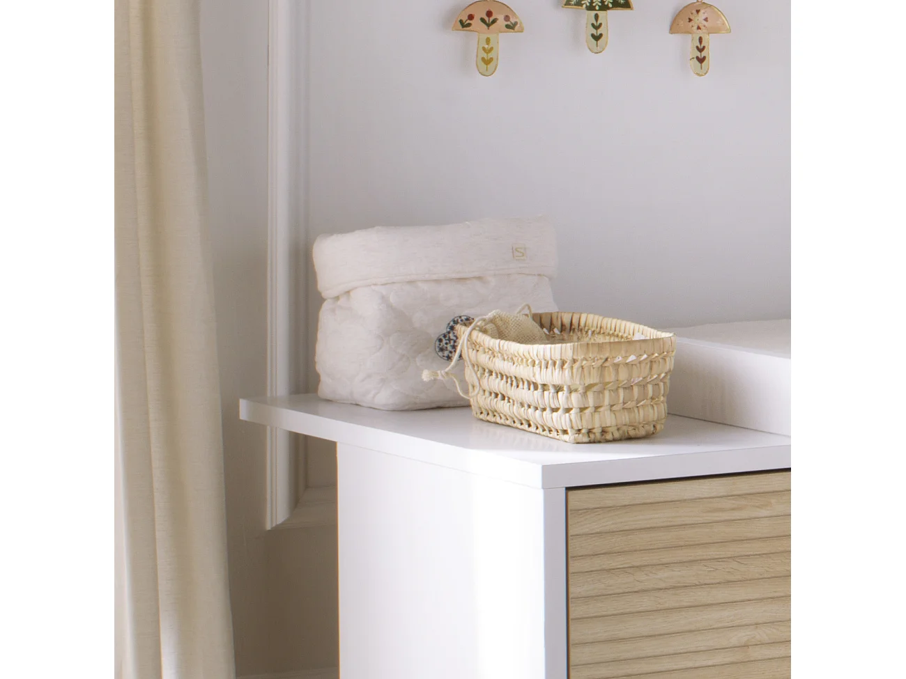 Lot de 2 panières de rangement en coton matelassé PETIT NUAGE - Sauthon