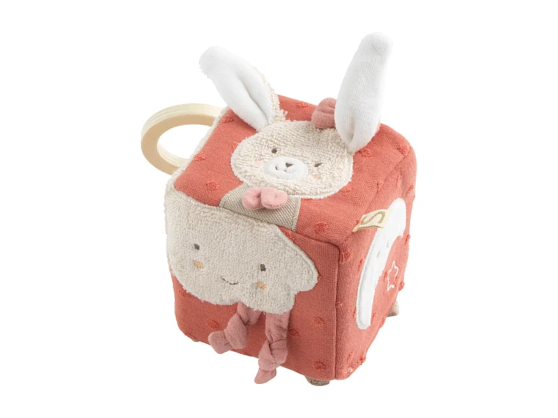 Cube d'activités bébé en coton bio PETIT COEUR - Sauthon