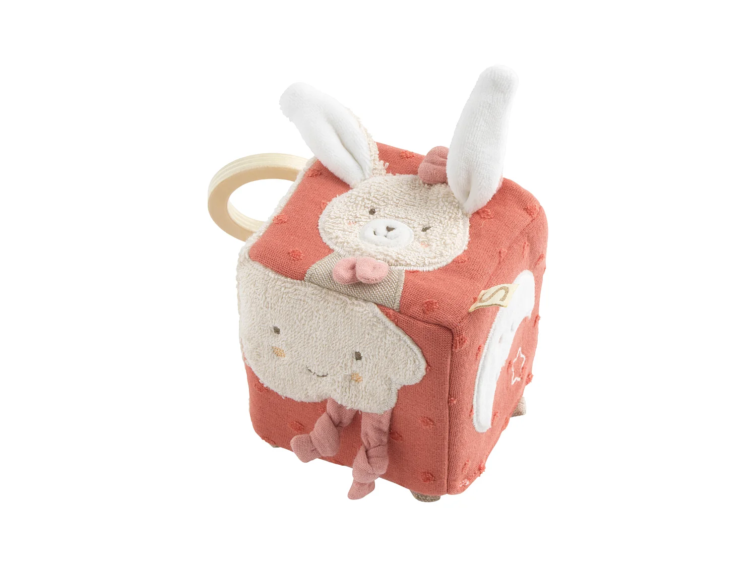 Cube d'activités bébé en coton bio PETIT COEUR - Sauthon