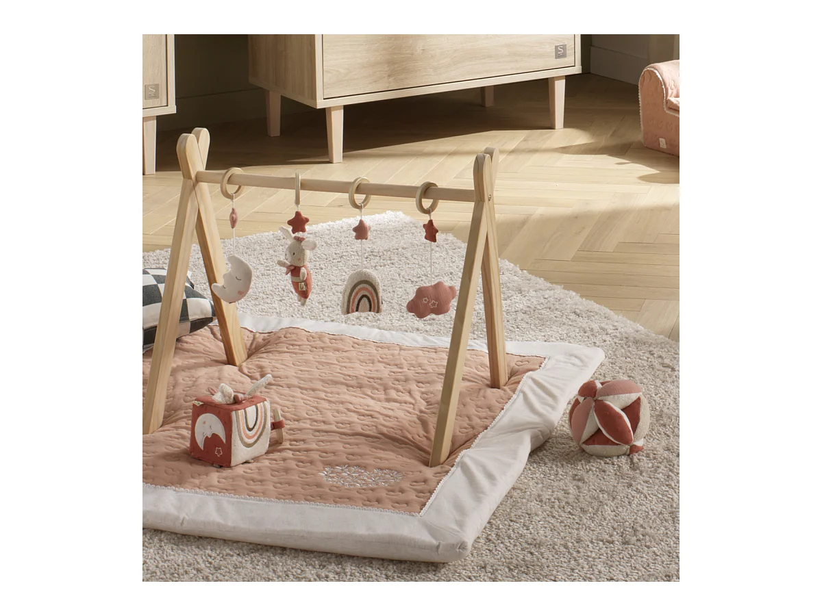 Cube d'activités bébé en coton bio PETIT COEUR - Sauthon