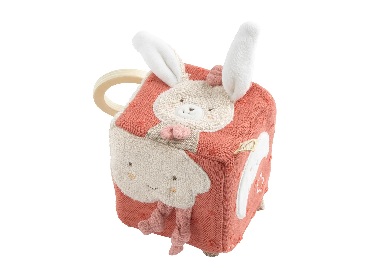 Cube d'activités bébé en coton bio PETIT COEUR - Sauthon