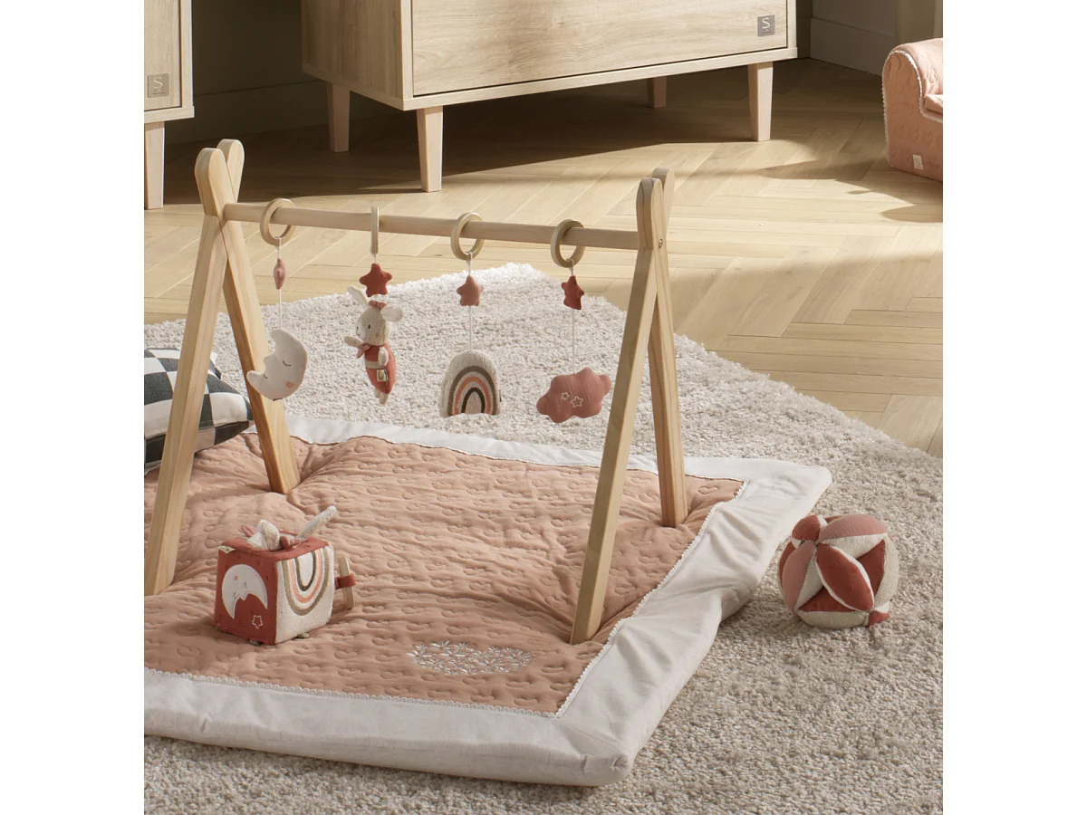 Cube d'activités bébé en coton bio PETIT COEUR - Sauthon