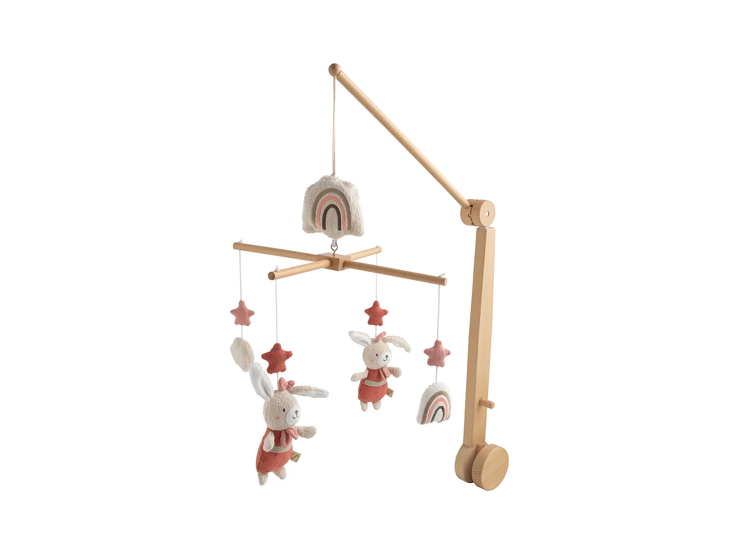 Mobile musical en bois avec jouets en coton PETIT COEUR - Sauthon