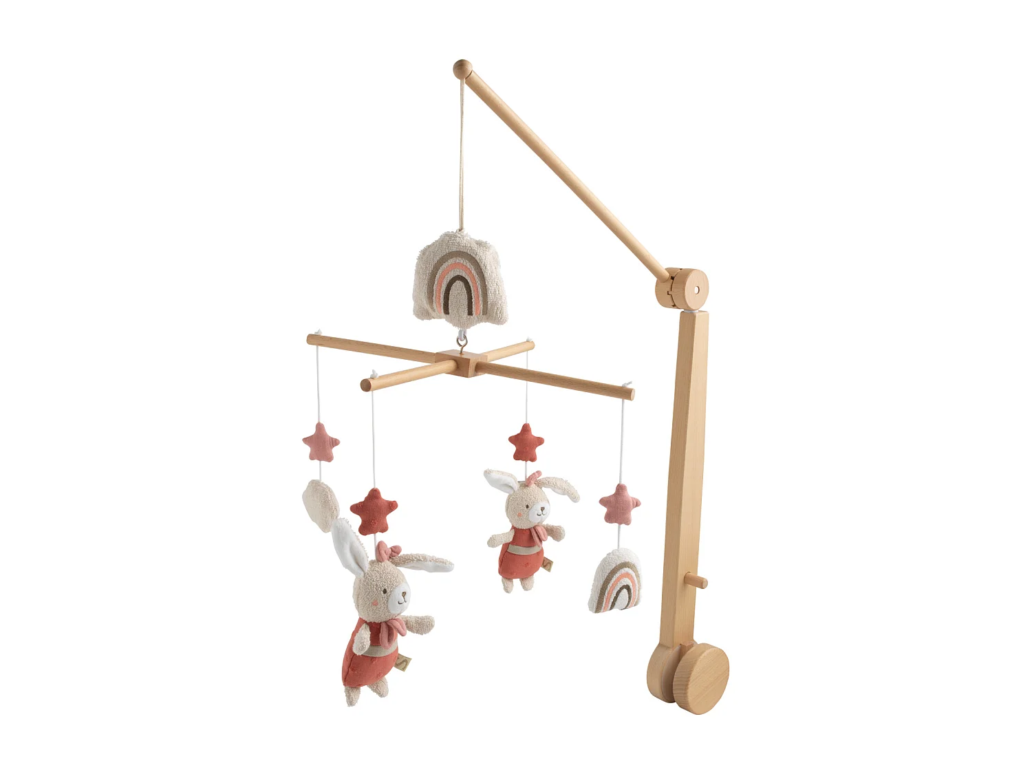 Mobile musical en bois avec jouets en coton PETIT COEUR - Sauthon