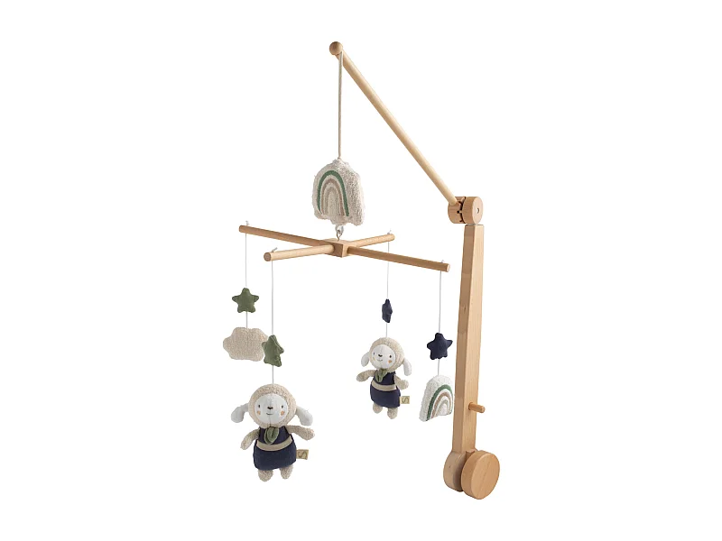 Mobile musical en bois avec jouets en coton PETIT NUAGE - Sauthon