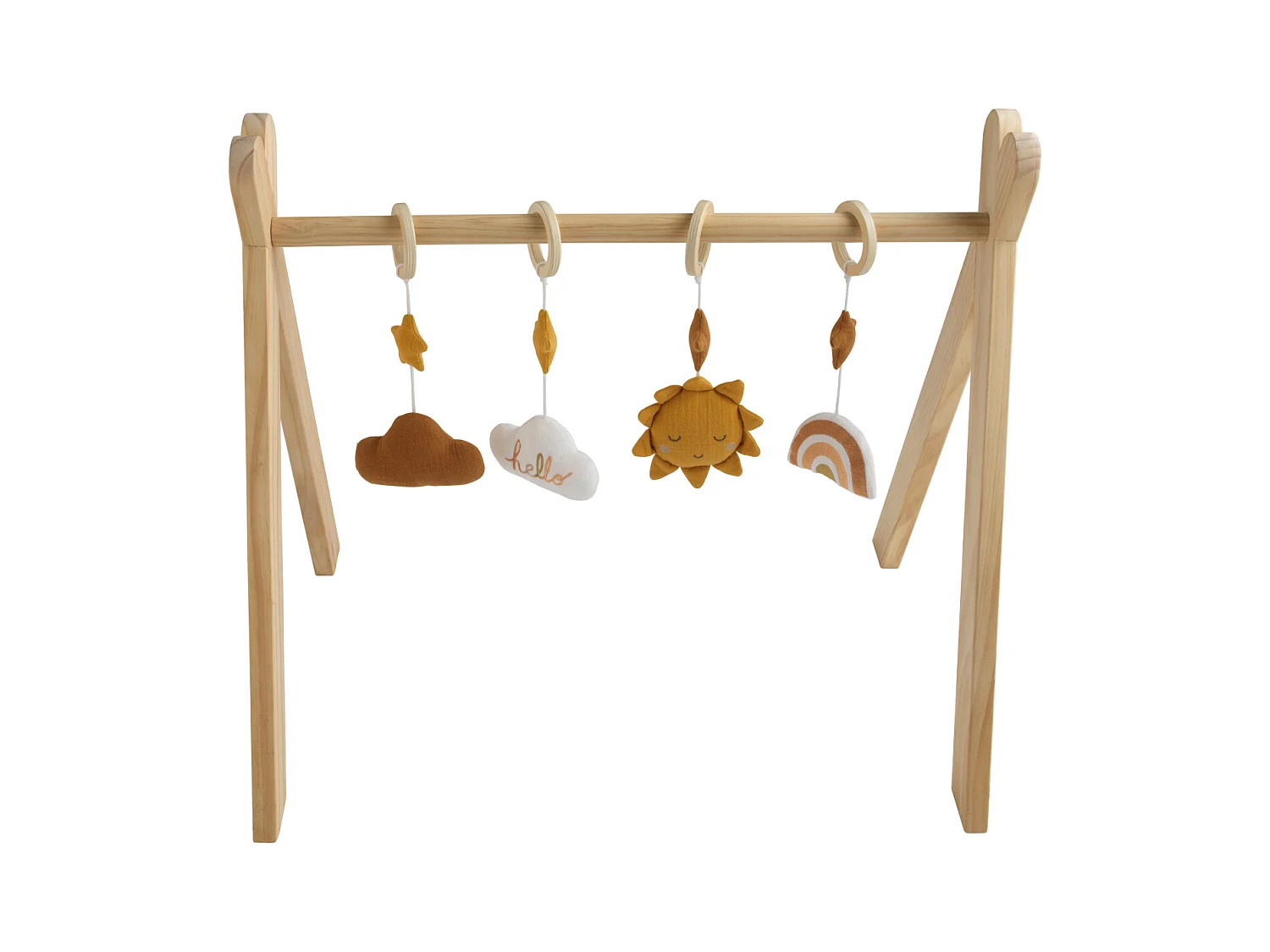 Arco de aprendizaje de madera con 4 juguetes