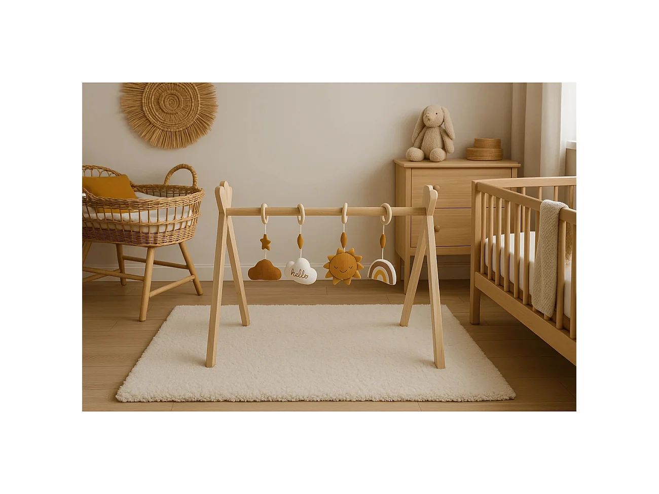 Arche d'éveil bois avec 4 jouets SUNLIGHT - Sauthon