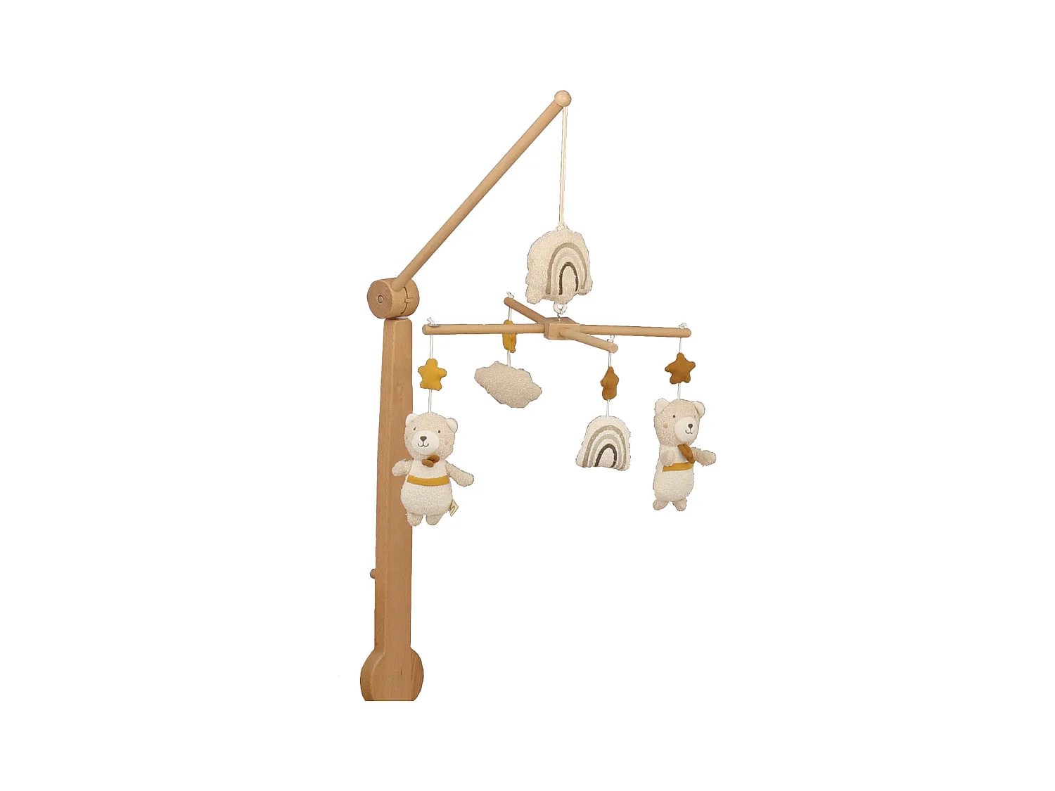 Mobile musical en bois avec jouets en coton PETIT SOLEIL - Sauthon