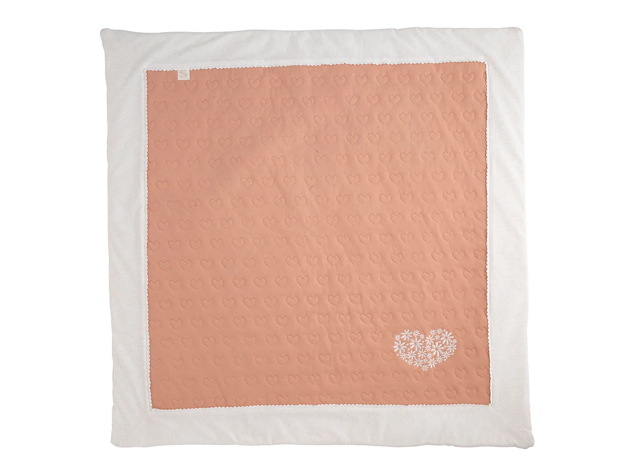 Grand tapis de jeu en coton matelassé PETIT COEUR - Sauthon