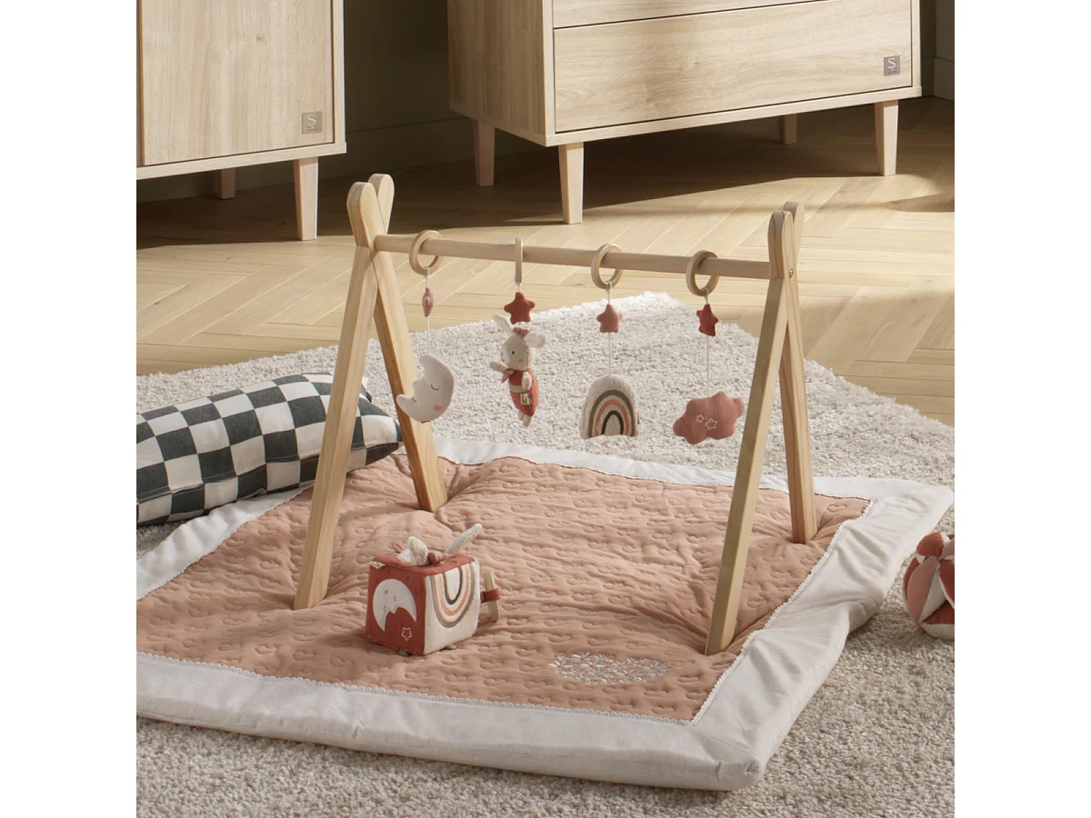 Grand tapis de jeu en coton matelassé PETIT COEUR - Sauthon