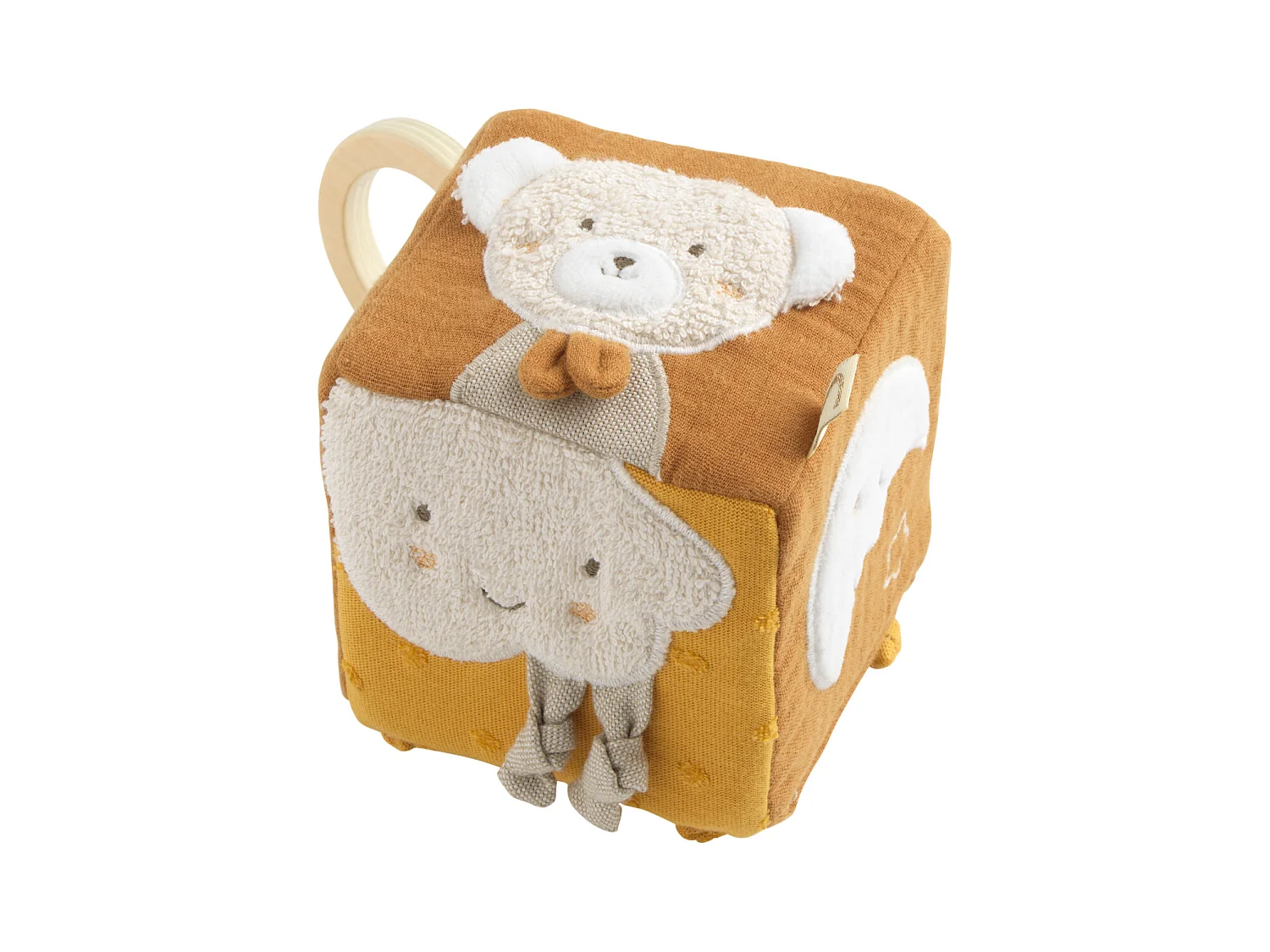 Cube d'activités bébé en coton bio PETIT SOLEIL - Sauthon