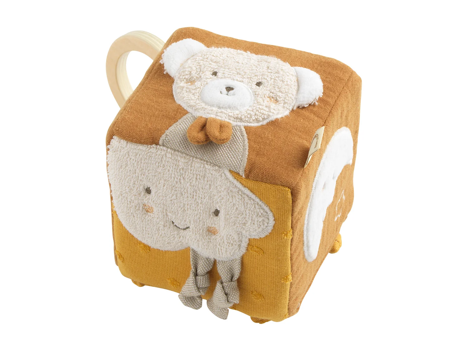 Cube d'activités bébé en coton bio PETIT SOLEIL - Sauthon