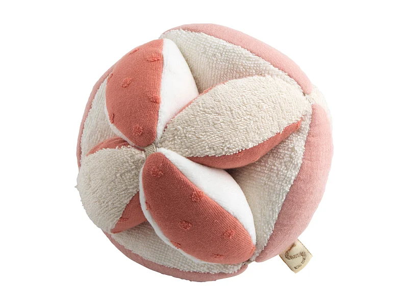 Balle sensorielle en coton bio et bouclette PETIT COEUR - Sauthon